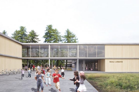 École LOŠBATES, République Tchèque. Nouvelle école avec les architectes Pelletier de Fontenay.